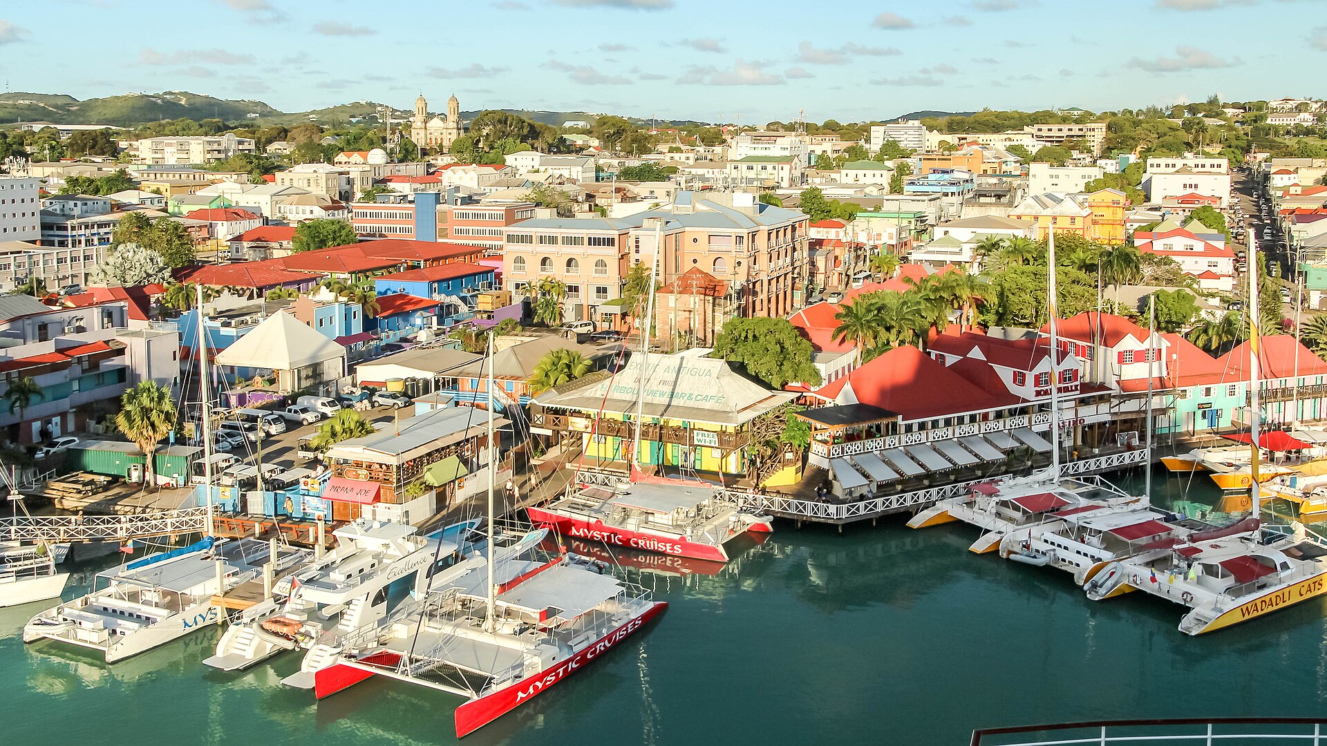 Cruise ship at St John's harbour Antigua for port-day arrival planning